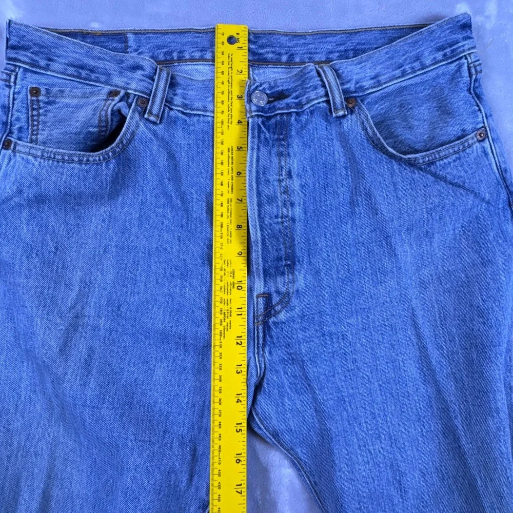 Levis 501 Original Fit Mens Blue Denim Straight Leg Button Fly Jeans 36x30